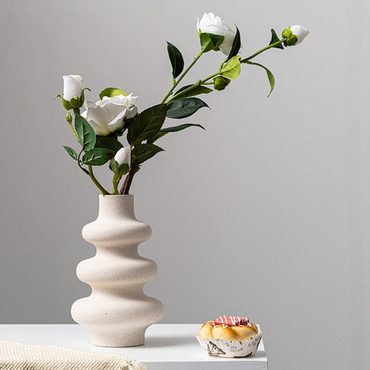 Nordic Layers Wave White Ceramic Vase